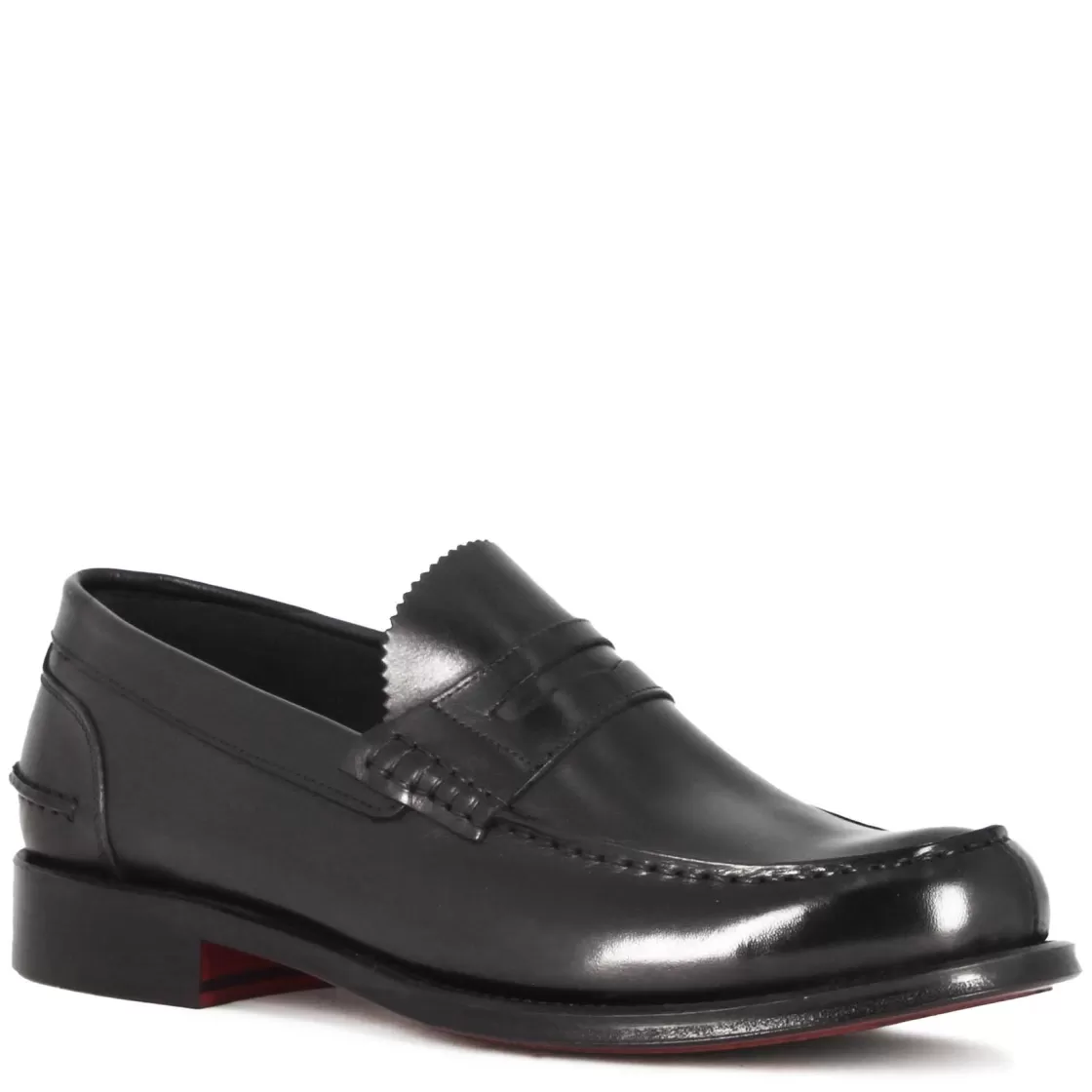 Clearance Leonardo Shoes Mocassino College Con Bocca Di Leone Da Uomo In Pelle Colore Nero