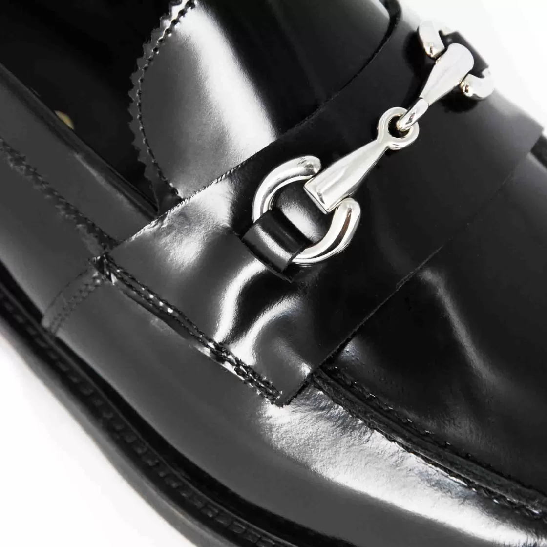 Sale Leonardo Shoes Mocassino Con Morsetto Da Uomo In Pelle Lucida Colore Nero