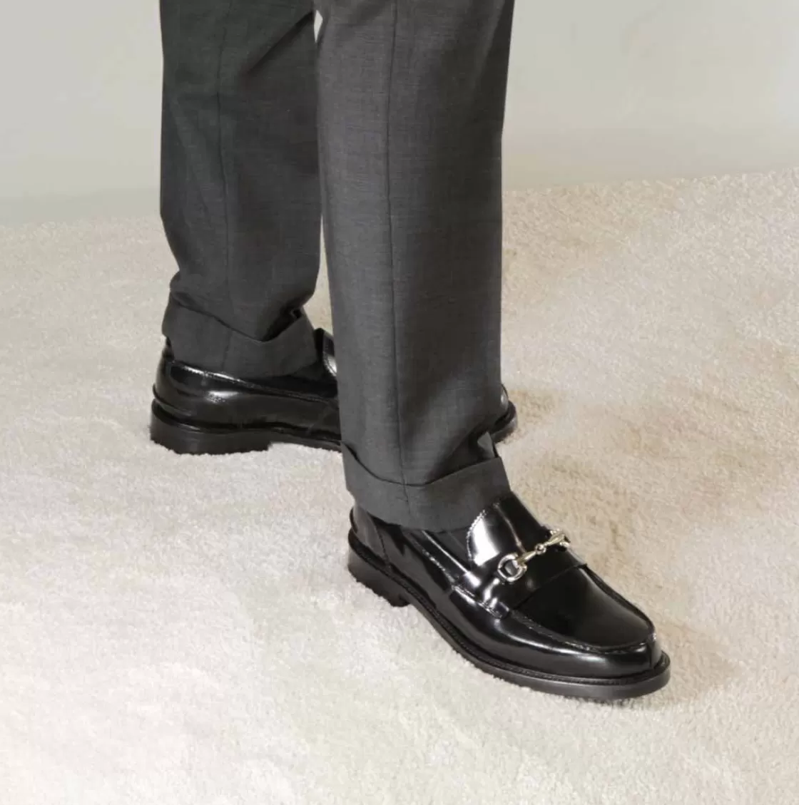 Sale Leonardo Shoes Mocassino Con Morsetto Da Uomo In Pelle Lucida Colore Nero