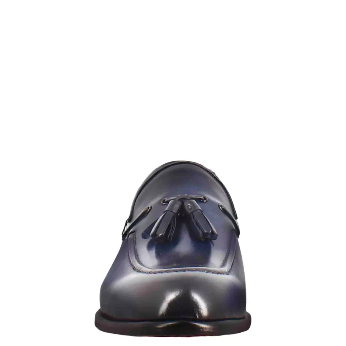 Clearance Leonardo Shoes Mocassino Con Nappine Da Uomo In Pelle Colore Scuro Blu