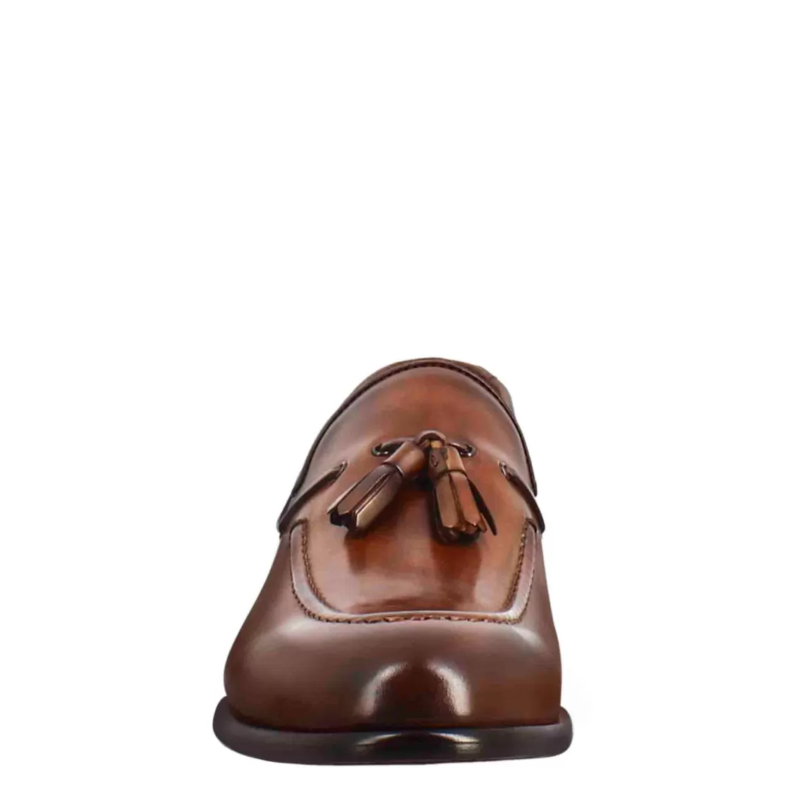 Fashion Leonardo Shoes Mocassino Con Nappine Da Uomo In Pelle Colore Chiaro Marrone
