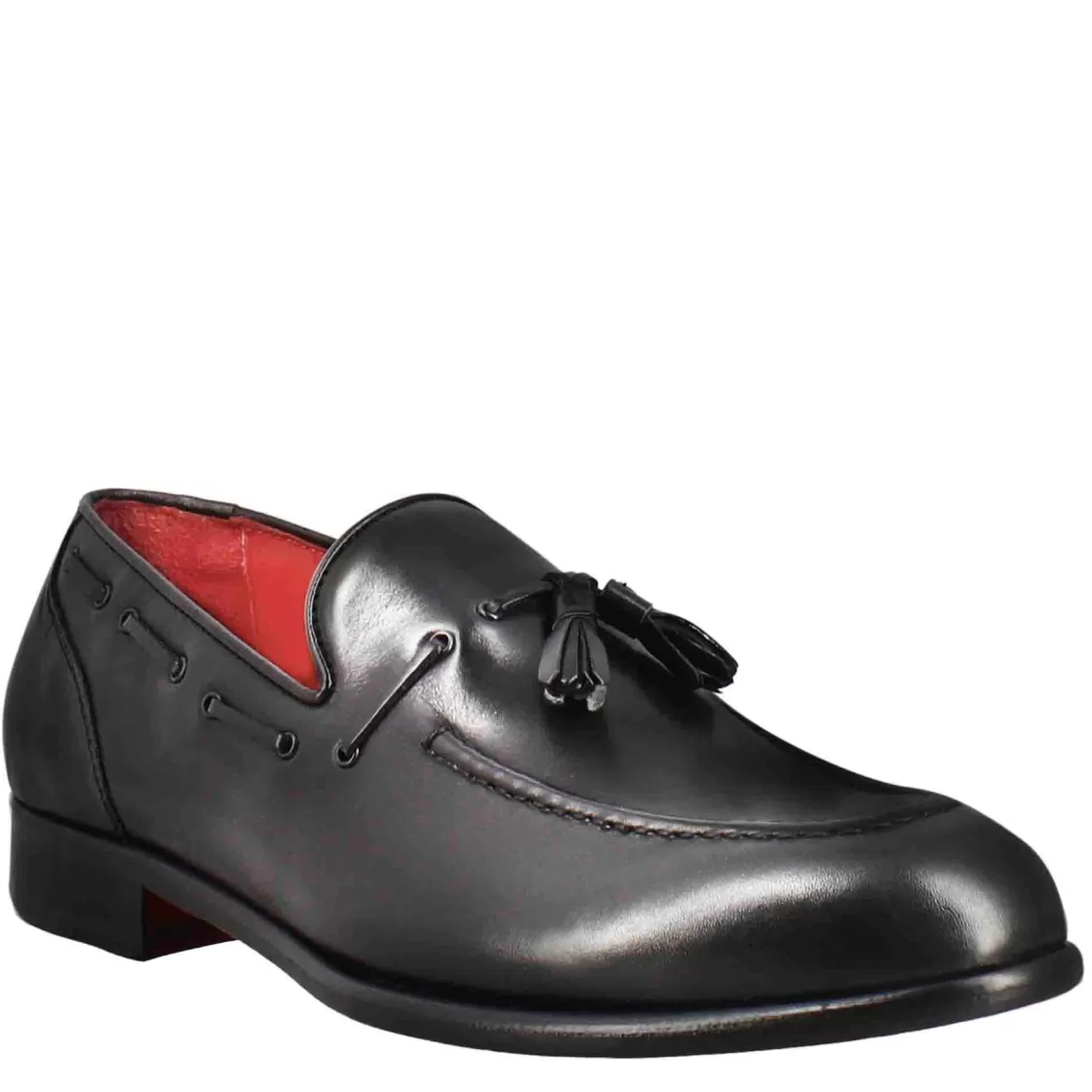 New Leonardo Shoes Mocassino Con Nappine Da Uomo In Pelle Colore Nero