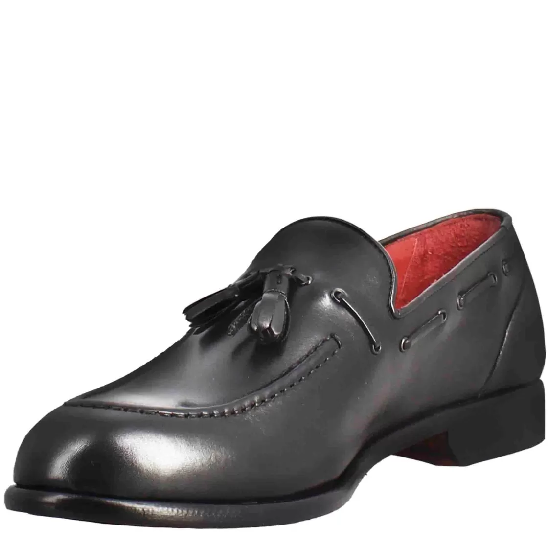 New Leonardo Shoes Mocassino Con Nappine Da Uomo In Pelle Colore Nero