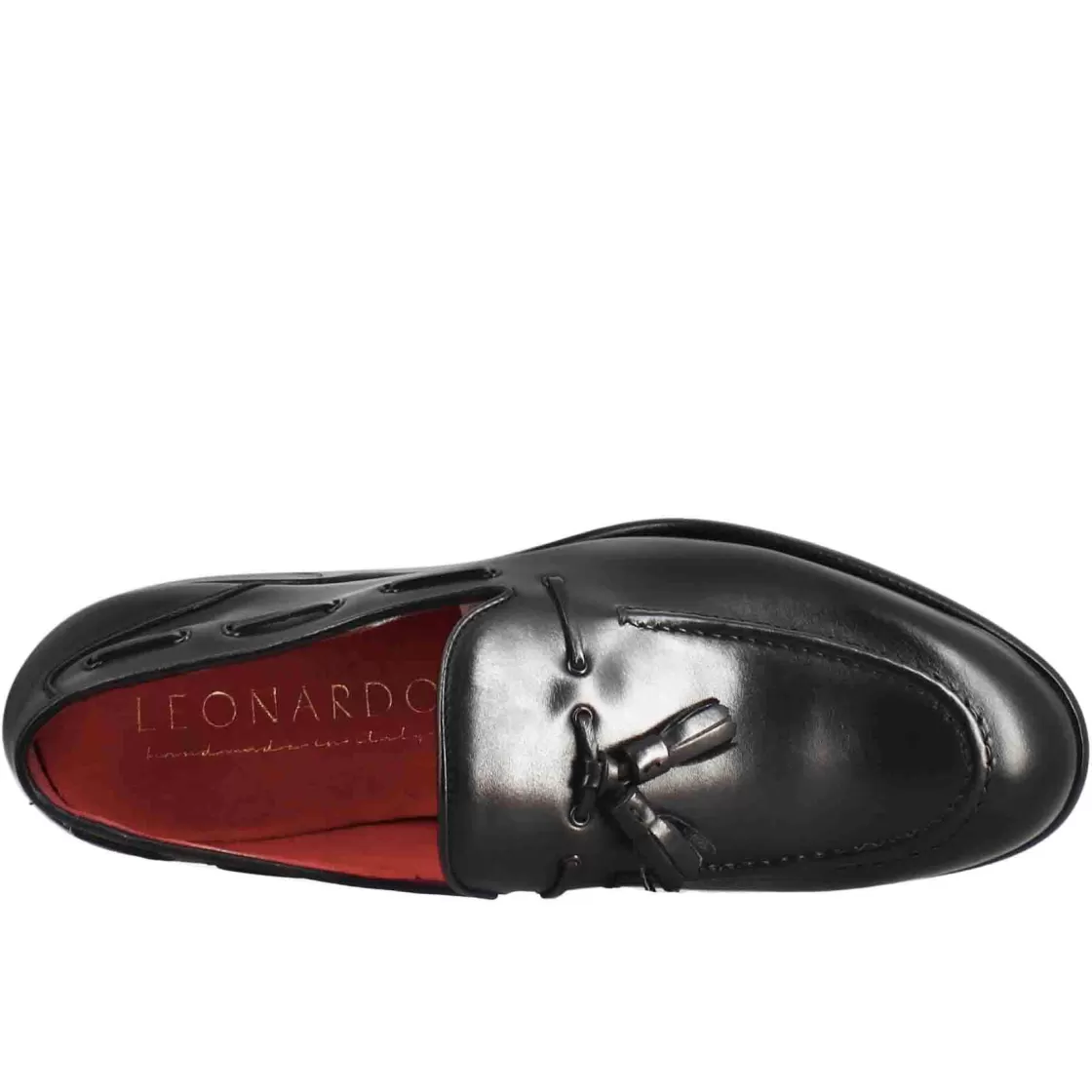 New Leonardo Shoes Mocassino Con Nappine Da Uomo In Pelle Colore Nero