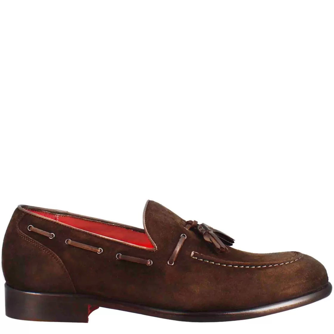 Cheap Leonardo Shoes Mocassino Con Nappine Da Uomo In Pelle Scamosciata Colore Marrone Scuro