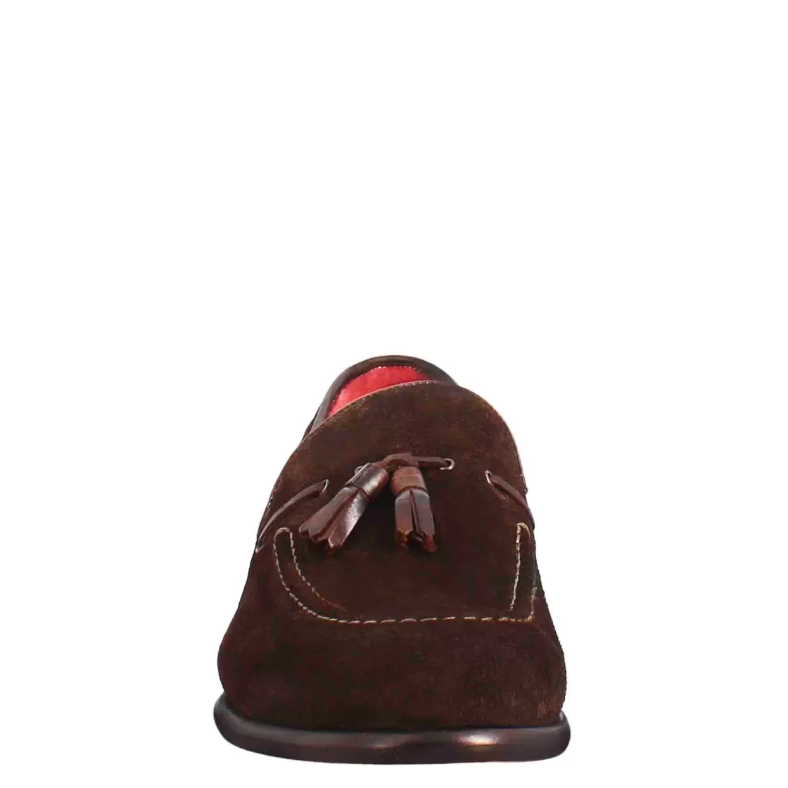 Cheap Leonardo Shoes Mocassino Con Nappine Da Uomo In Pelle Scamosciata Colore Marrone Scuro