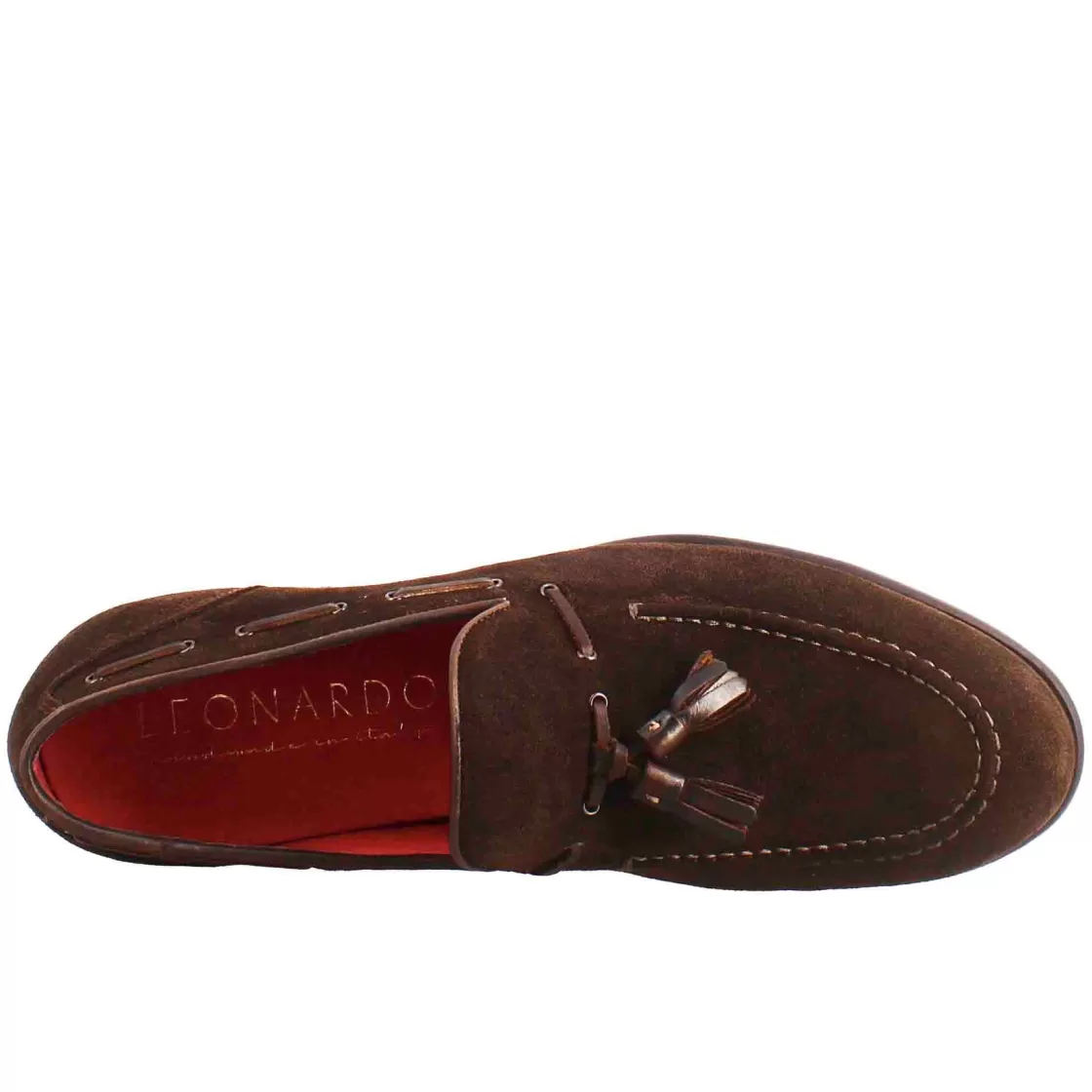 Cheap Leonardo Shoes Mocassino Con Nappine Da Uomo In Pelle Scamosciata Colore Marrone Scuro