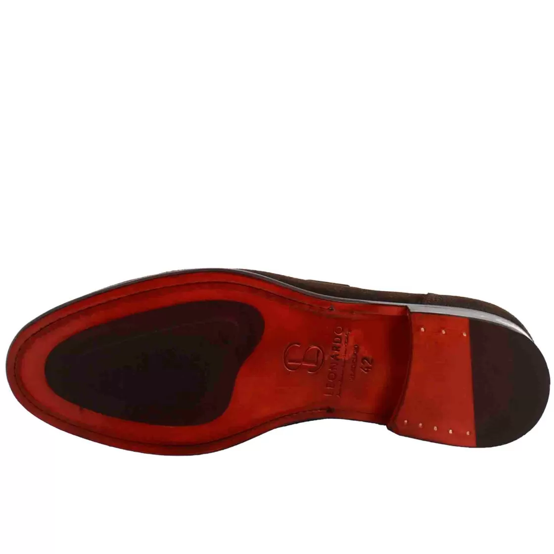 Cheap Leonardo Shoes Mocassino Con Nappine Da Uomo In Pelle Scamosciata Colore Marrone Scuro