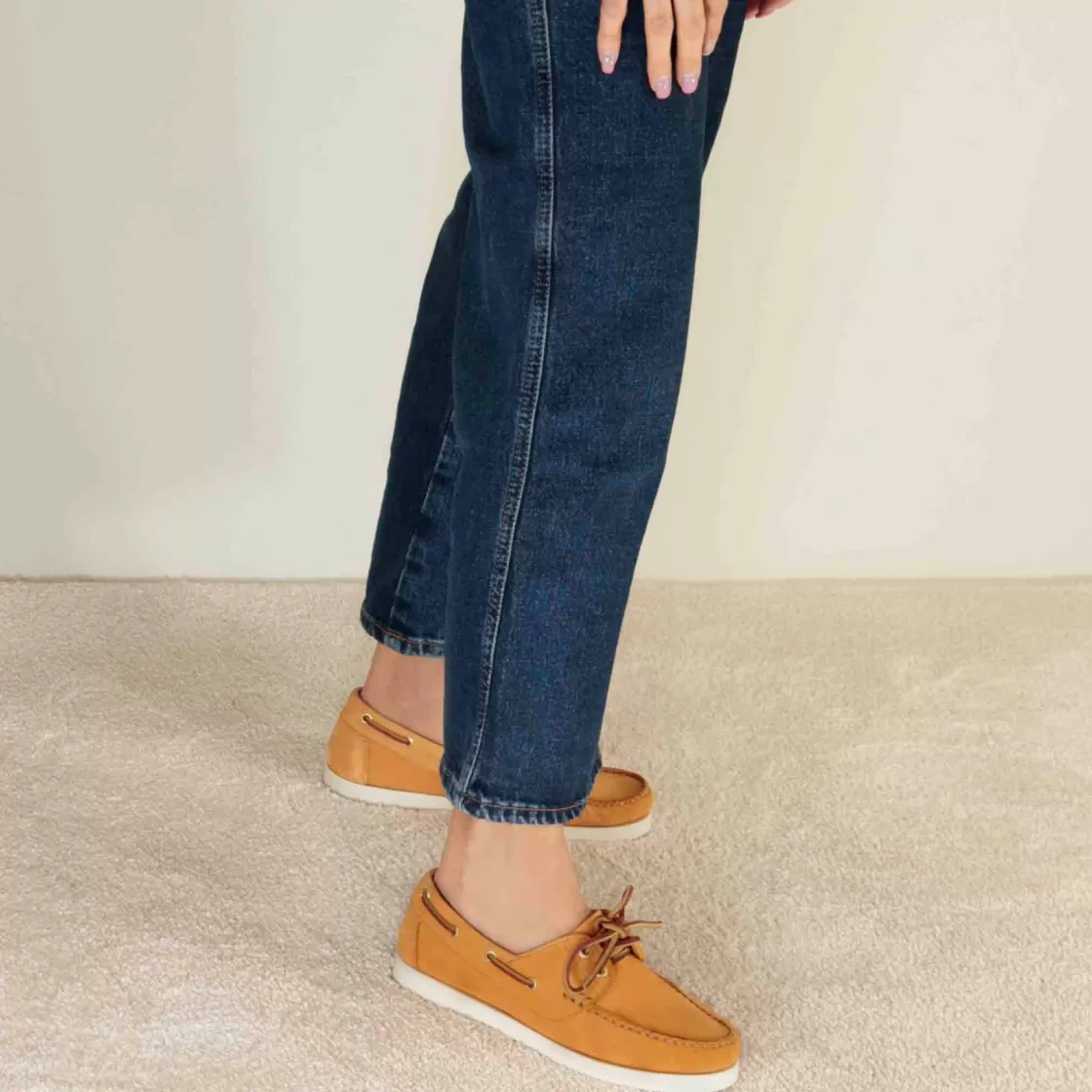 Online Leonardo Shoes Mocassino Da Barca Da Donna In Camoscio Colore Giallo