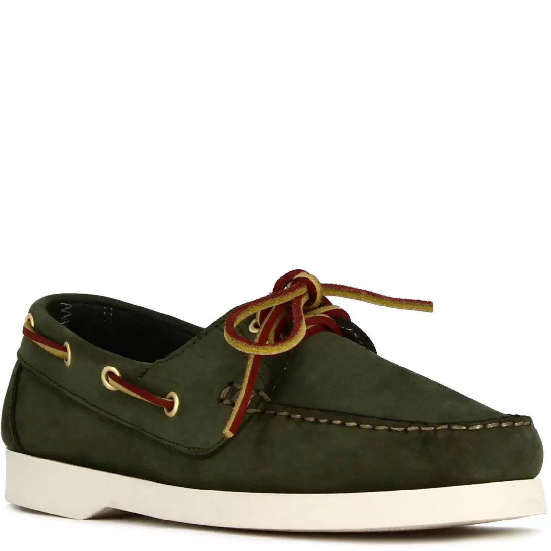 Sale Leonardo Shoes Mocassino Da Barca Da Donna In Camoscio Colore Verde
