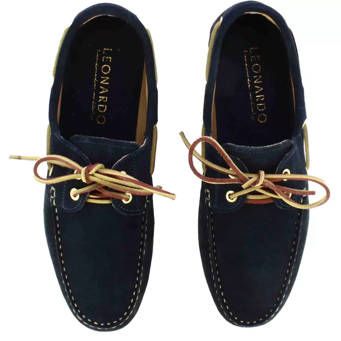 Shop Leonardo Shoes Mocassino Da Barca Da Uomo In Camoscio Colore Blu