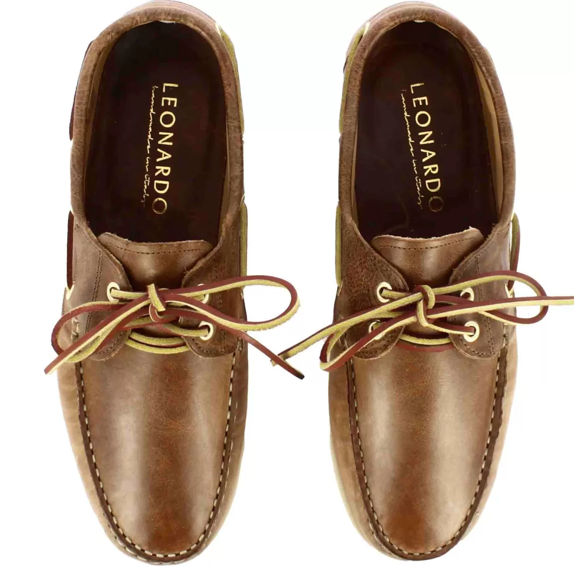 Cheap Leonardo Shoes Mocassino Da Barca Da Uomo In Camoscio Colore Marrone Chiaro