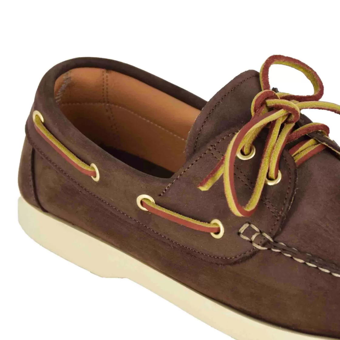 Clearance Leonardo Shoes Mocassino Da Barca Da Uomo In Camoscio Colore Marrone Scuro