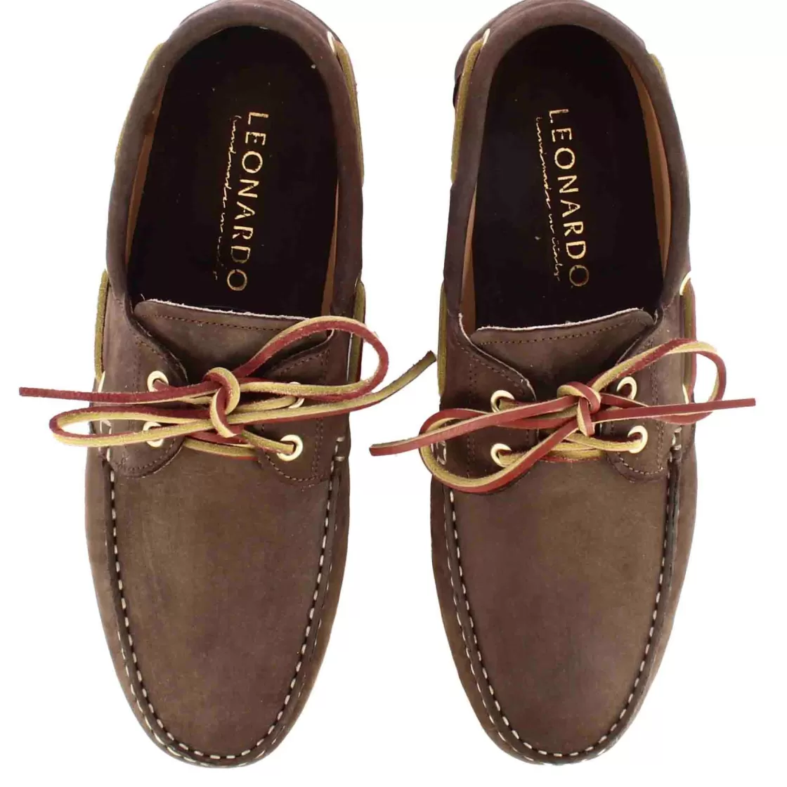 Clearance Leonardo Shoes Mocassino Da Barca Da Uomo In Camoscio Colore Marrone Scuro