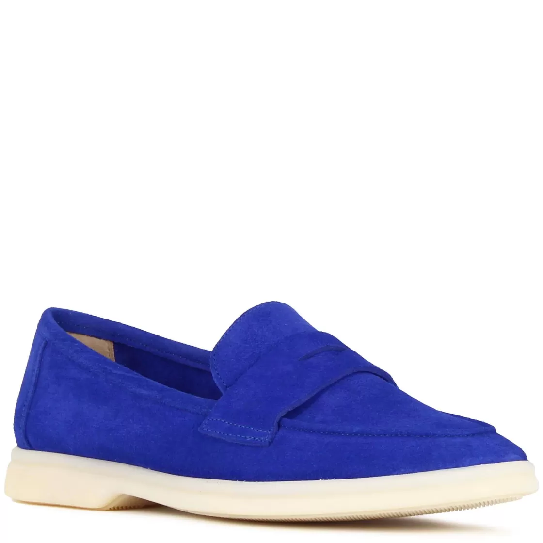Flash Sale Leonardo Shoes Mocassino Da Donna Classico In Pelle Scamosciata Colore Blu