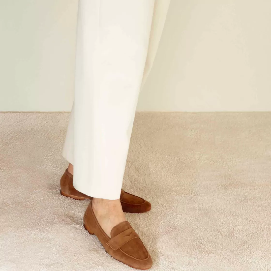 Fashion Leonardo Shoes Mocassino Da Donna Classico In Pelle Scamosciata Colore Marrone Chiaro