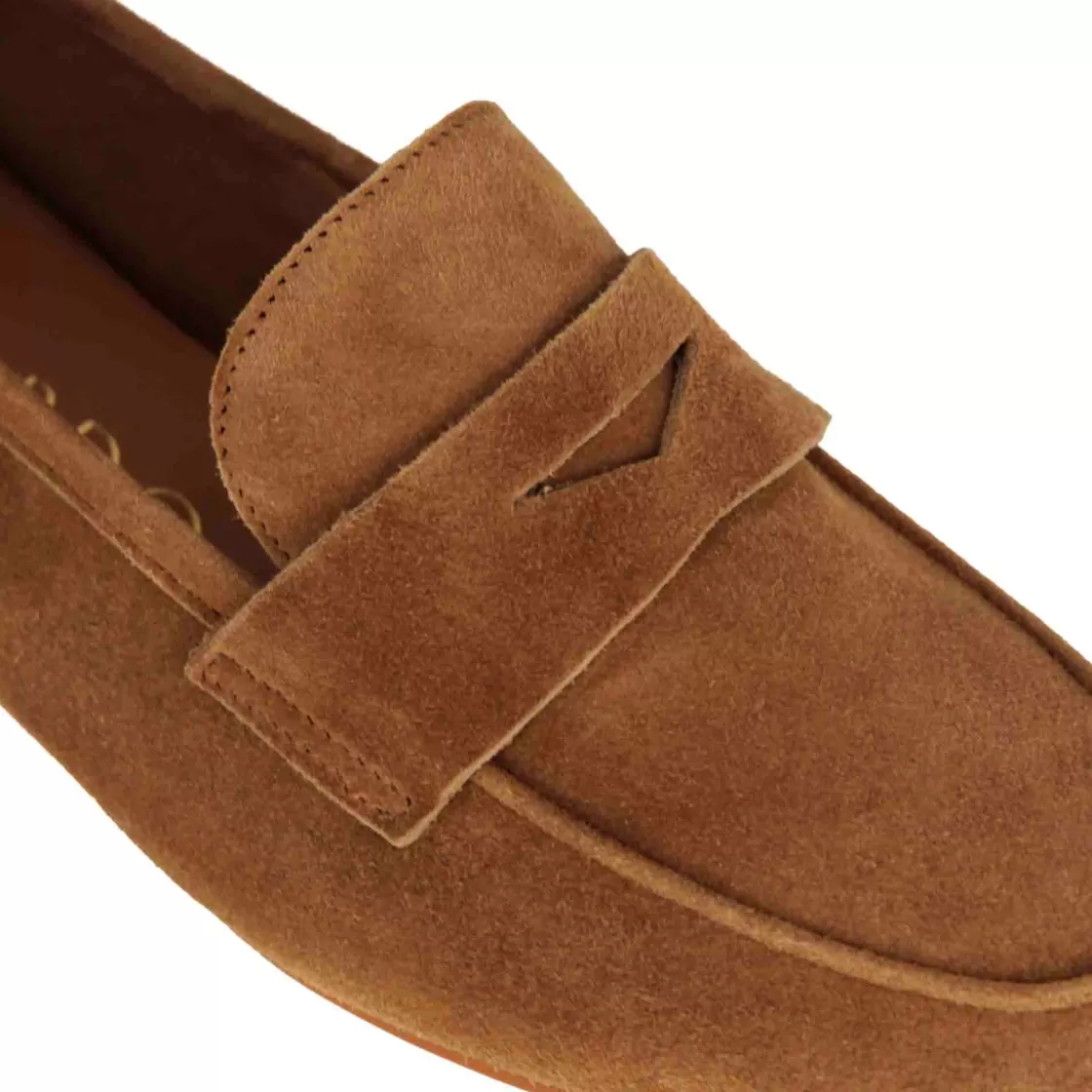 Fashion Leonardo Shoes Mocassino Da Donna Classico In Pelle Scamosciata Colore Marrone Chiaro
