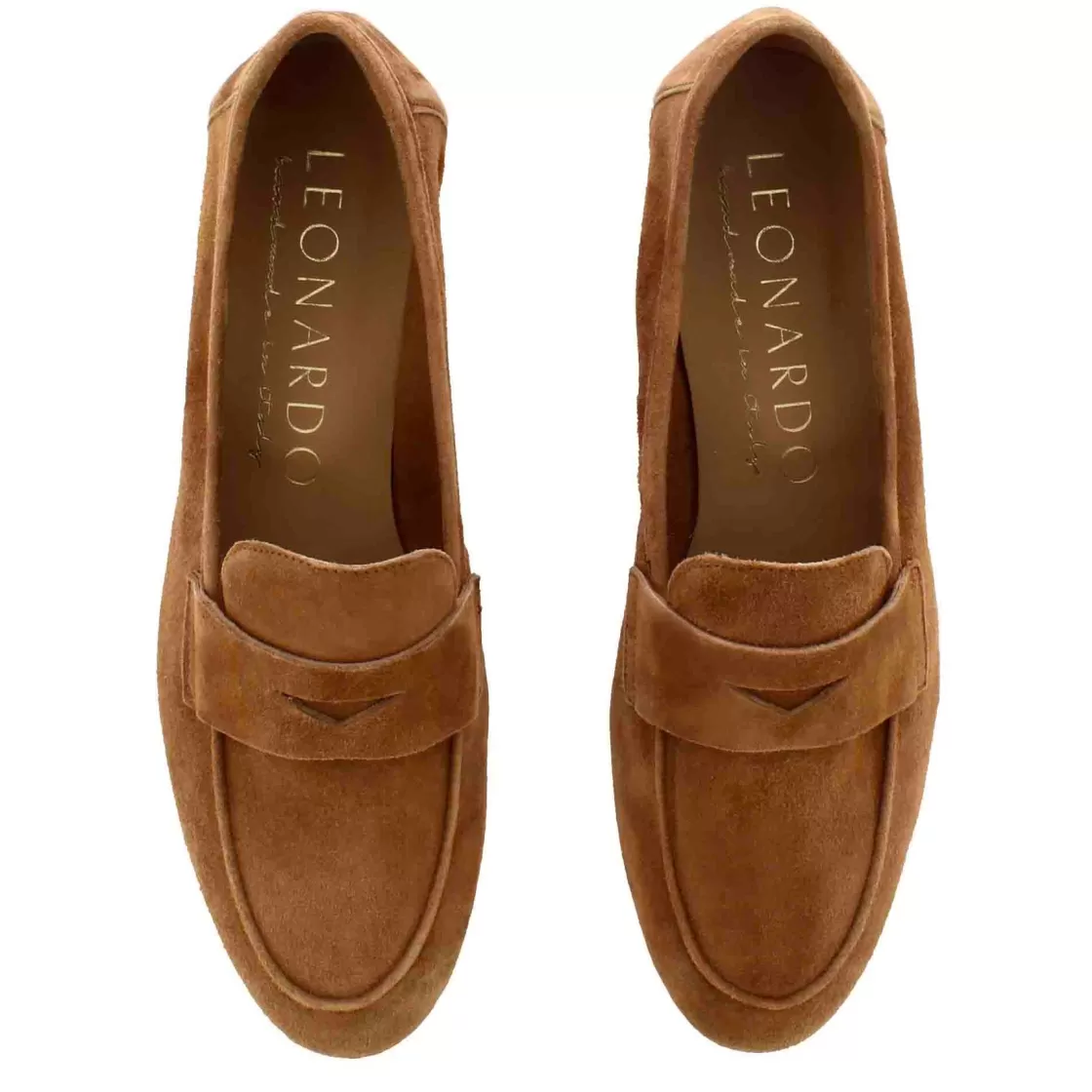 Fashion Leonardo Shoes Mocassino Da Donna Classico In Pelle Scamosciata Colore Marrone Chiaro
