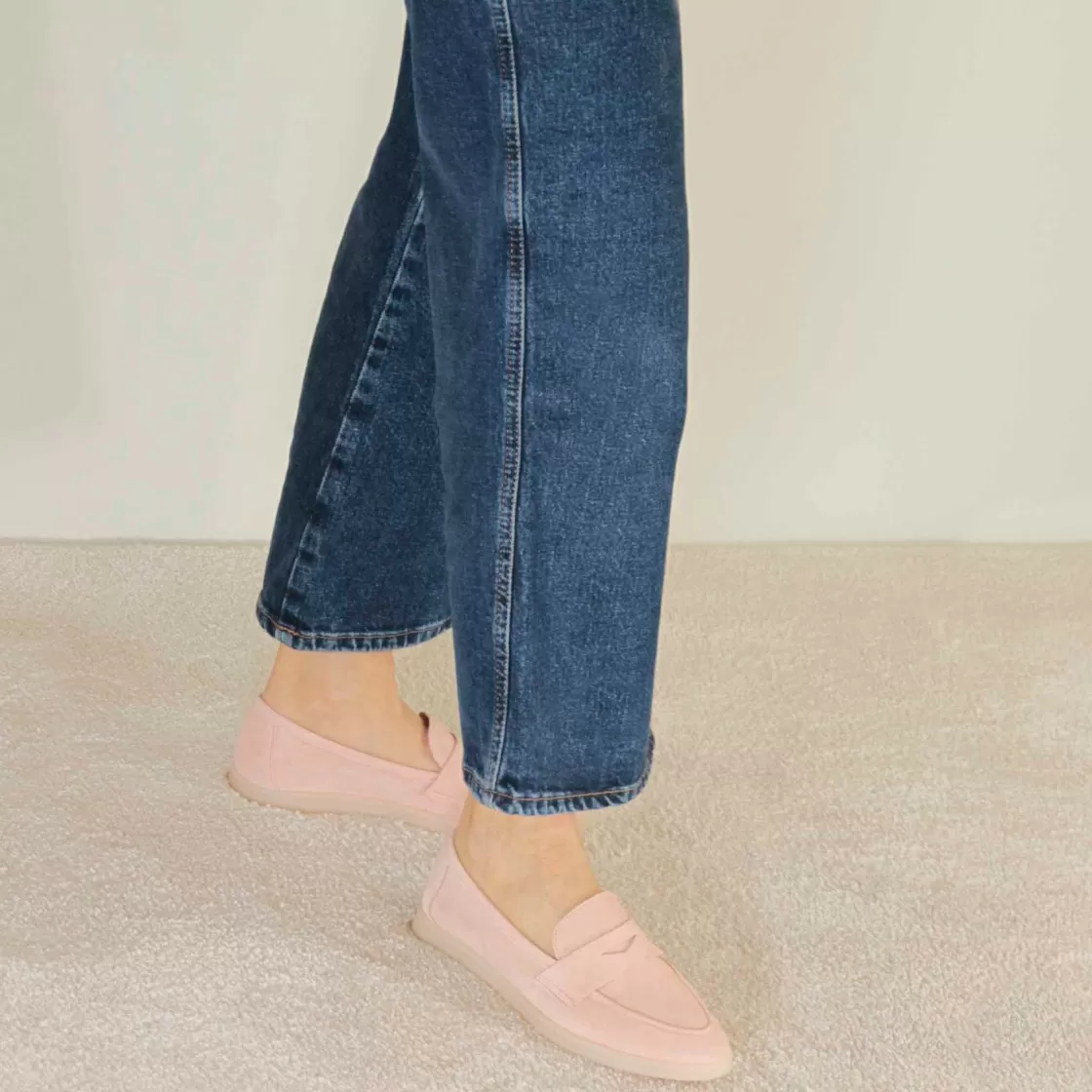 Shop Leonardo Shoes Mocassino Da Donna Classico In Pelle Scamosciata Colore Rosa