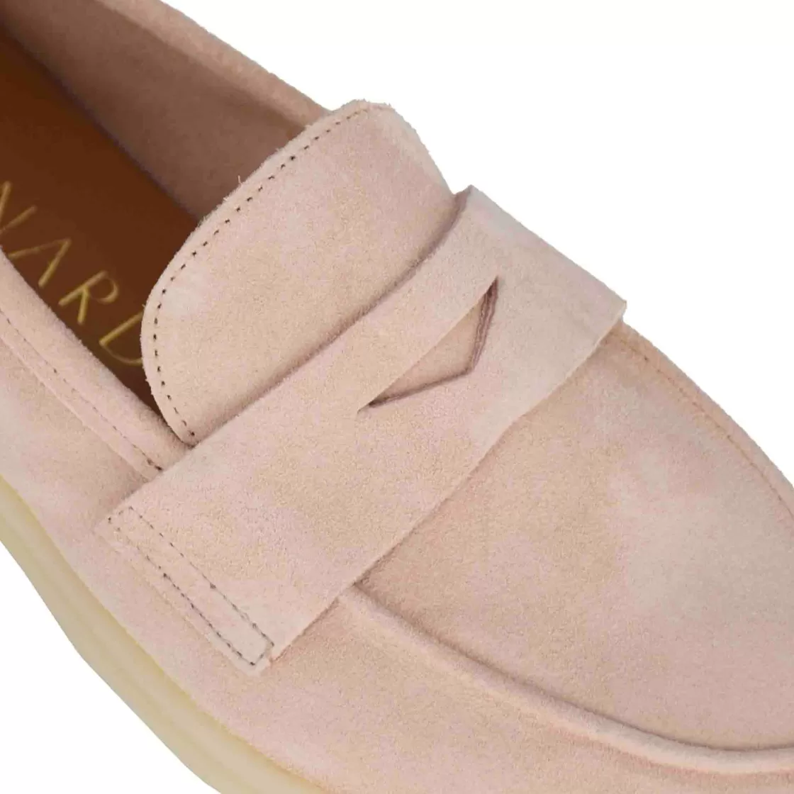 Shop Leonardo Shoes Mocassino Da Donna Classico In Pelle Scamosciata Colore Rosa