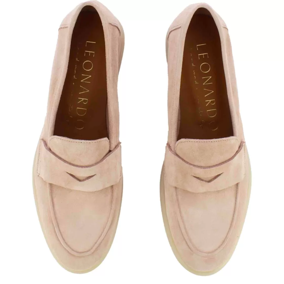 Shop Leonardo Shoes Mocassino Da Donna Classico In Pelle Scamosciata Colore Rosa
