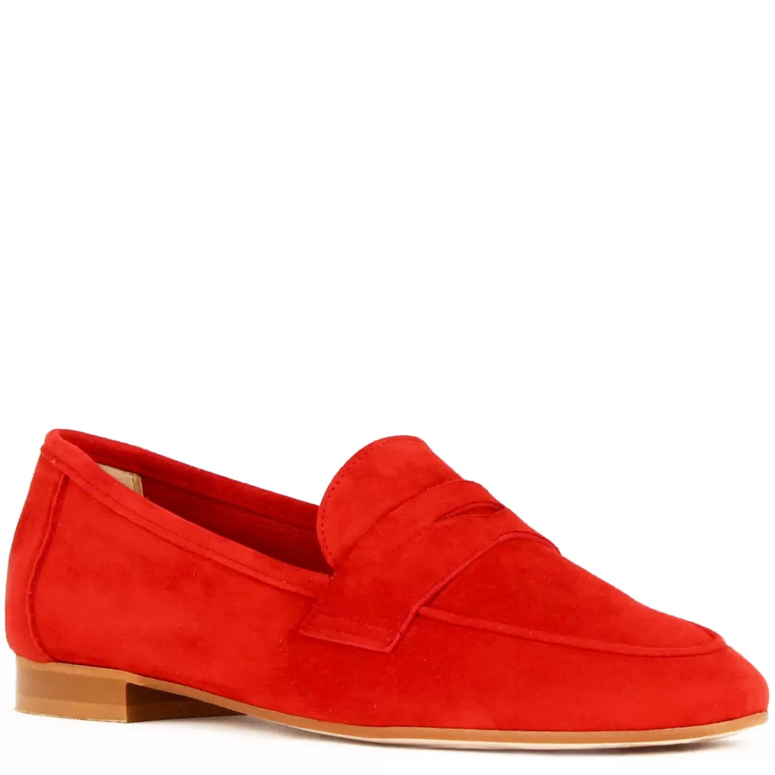 Store Leonardo Shoes Mocassino Da Donna Classico In Pelle Scamosciata Colore Rosso