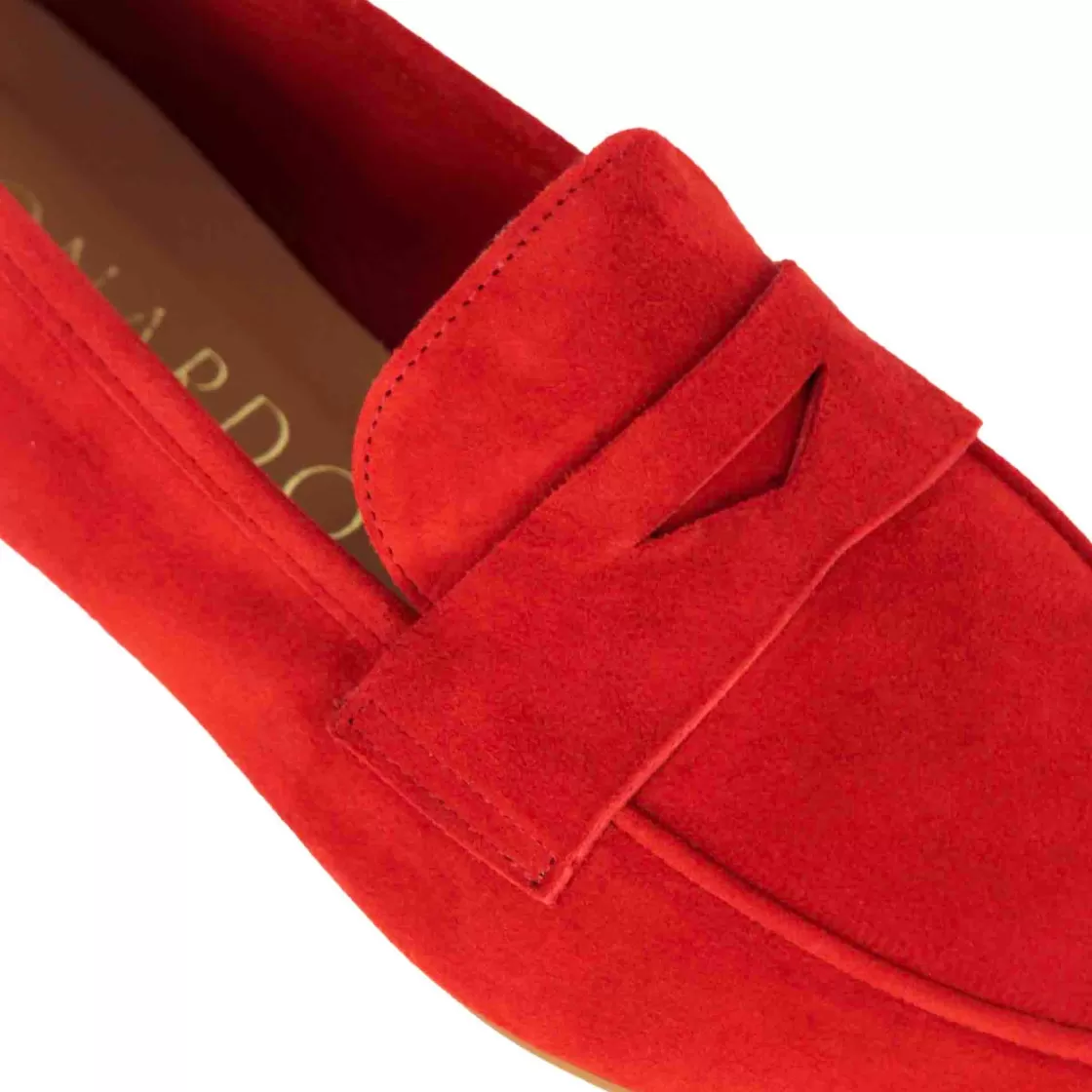 Store Leonardo Shoes Mocassino Da Donna Classico In Pelle Scamosciata Colore Rosso
