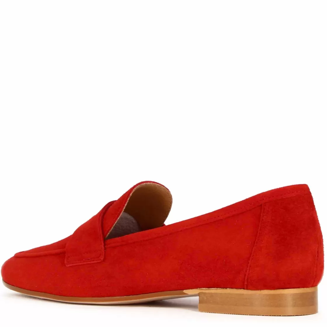 Store Leonardo Shoes Mocassino Da Donna Classico In Pelle Scamosciata Colore Rosso