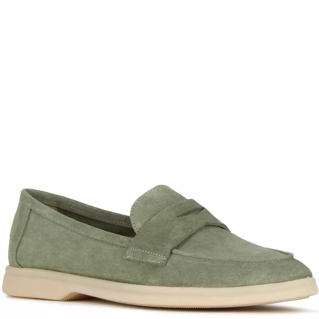 New Leonardo Shoes Mocassino Da Donna Classico In Pelle Scamosciata Colore Verde