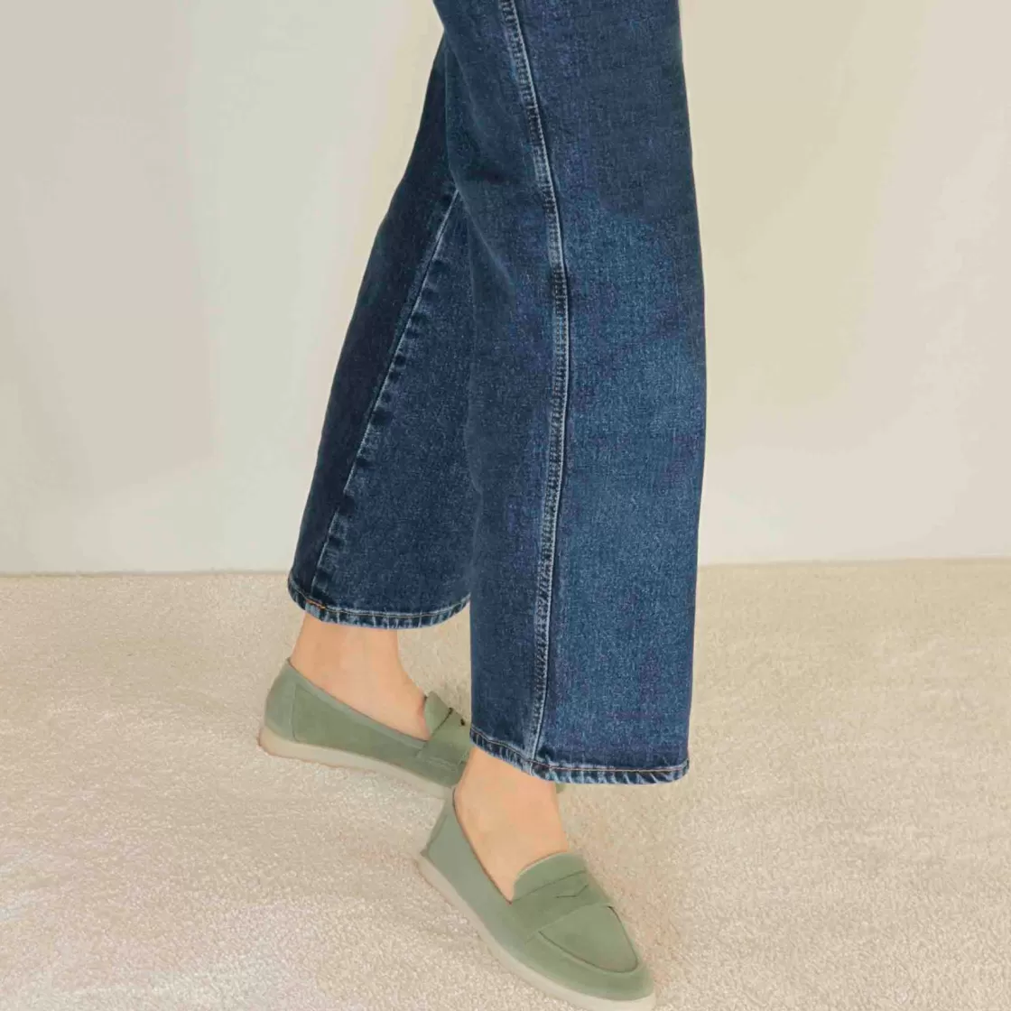 New Leonardo Shoes Mocassino Da Donna Classico In Pelle Scamosciata Colore Verde
