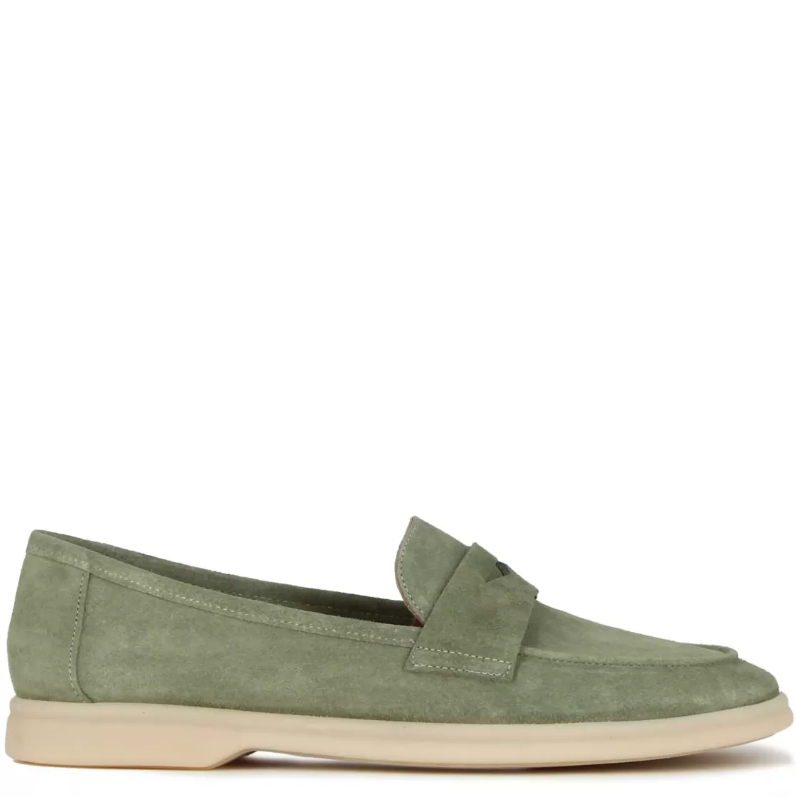 New Leonardo Shoes Mocassino Da Donna Classico In Pelle Scamosciata Colore Verde