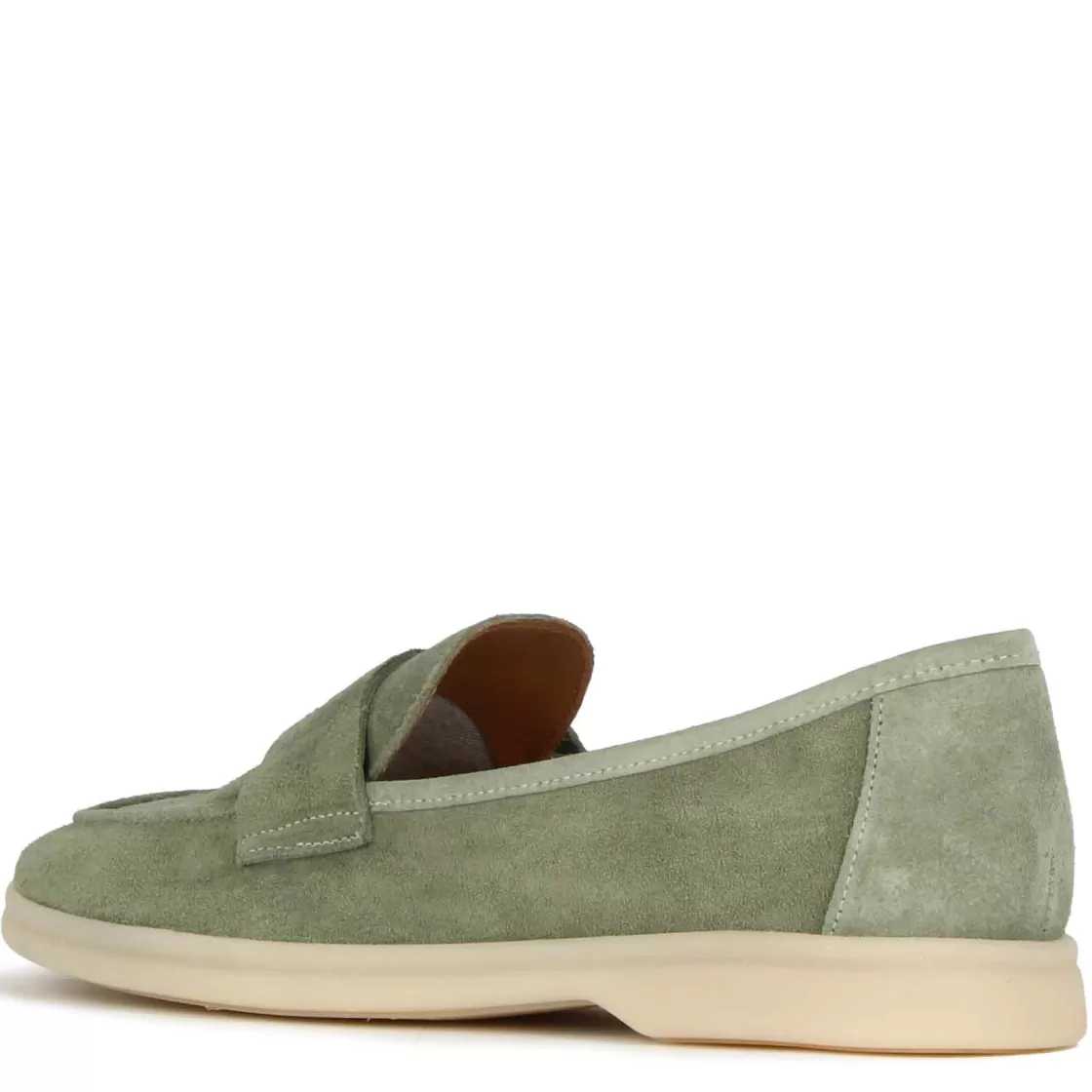 New Leonardo Shoes Mocassino Da Donna Classico In Pelle Scamosciata Colore Verde