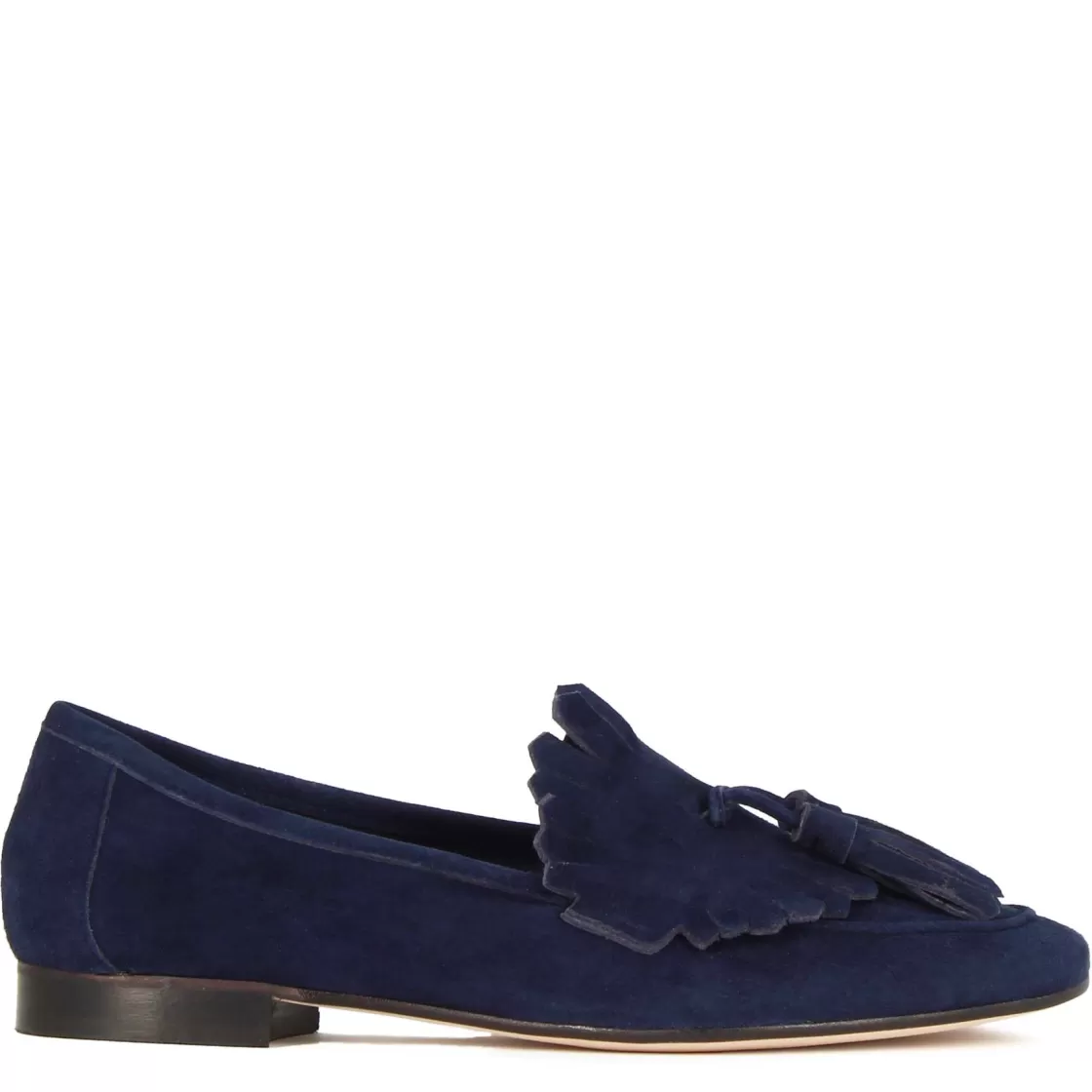 Sale Leonardo Shoes Mocassino Da Donna Classico In Pelle Scamosciata Con Nappine Colore Blu Scuro