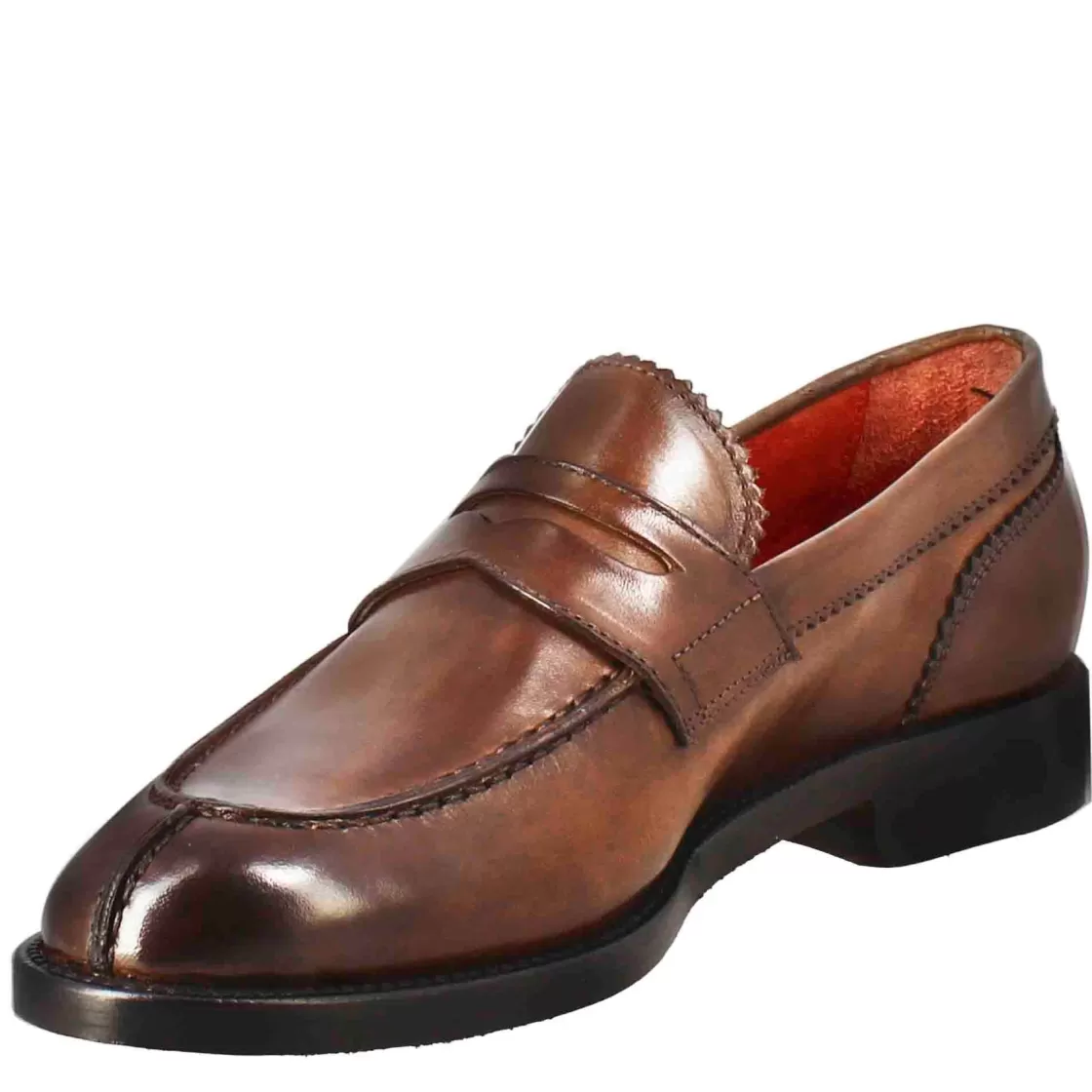Cheap Leonardo Shoes Mocassino Da Donna Con Bocca Di Leone In Pelle Marrone