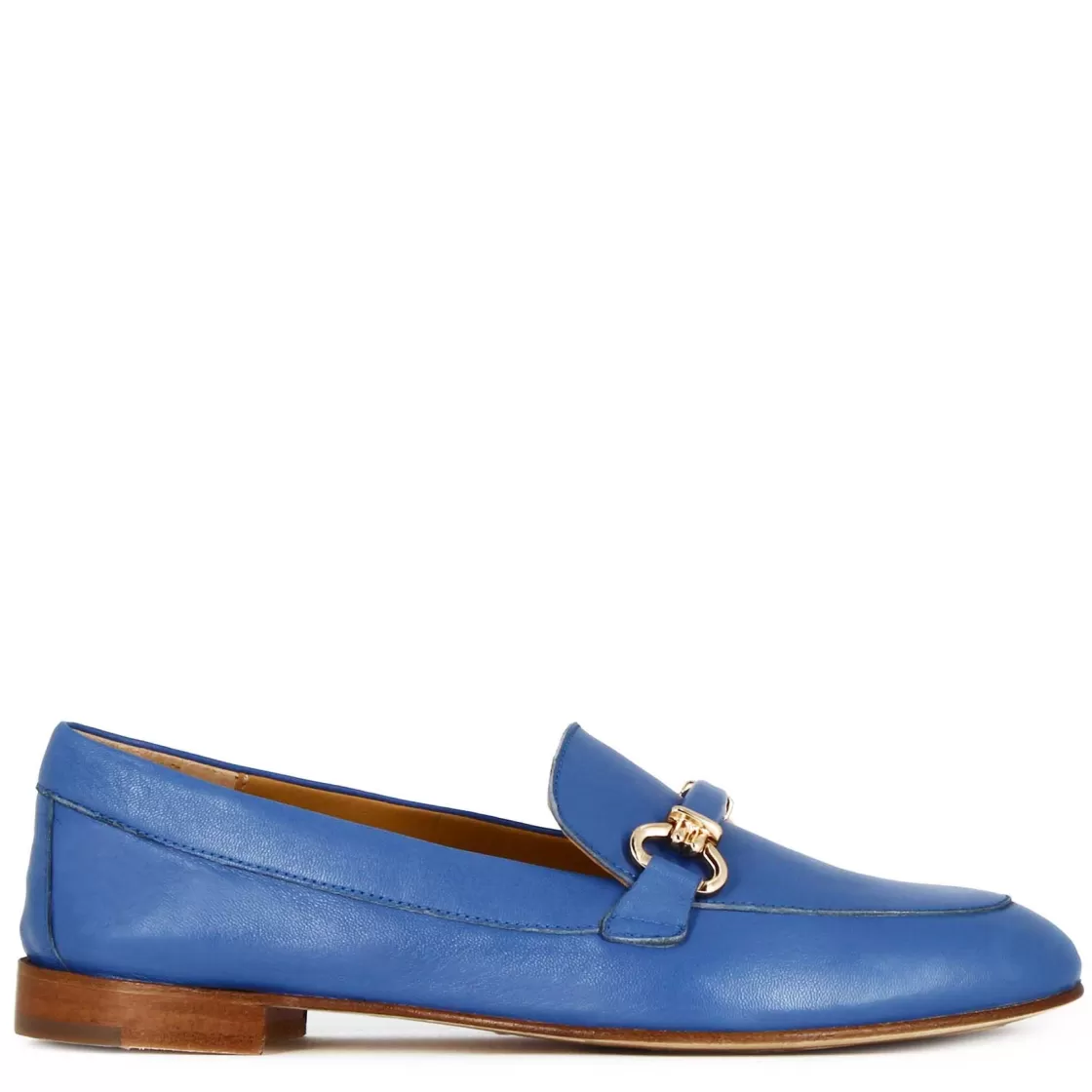 Cheap Leonardo Shoes Mocassino Da Donna Con Morsetto E Fibbia In Pelle Colore Fatto A Mano Blu