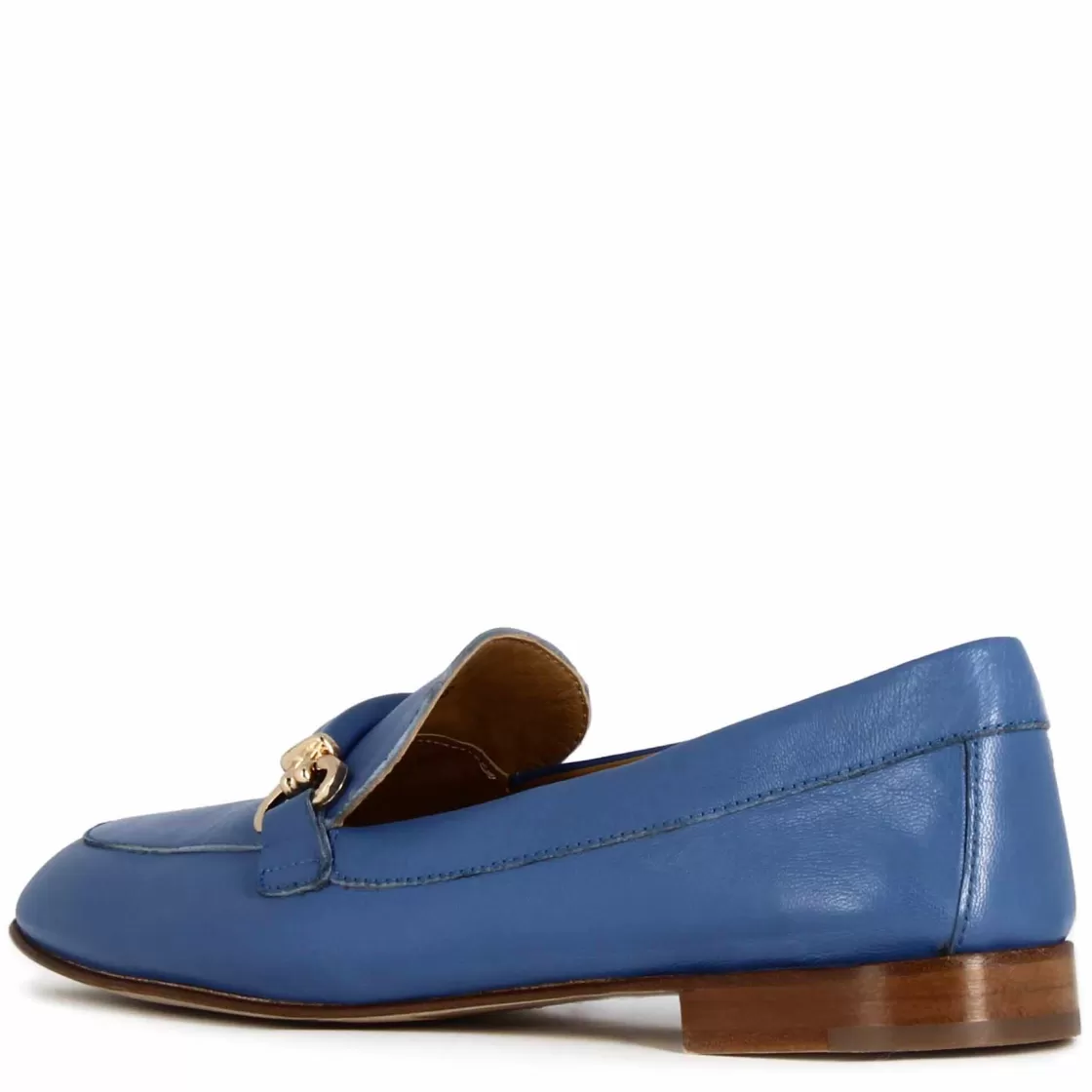 Cheap Leonardo Shoes Mocassino Da Donna Con Morsetto E Fibbia In Pelle Colore Fatto A Mano Blu