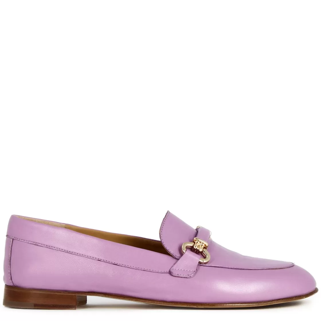 Outlet Leonardo Shoes Mocassino Da Donna Con Morsetto E Fibbia In Pelle Colore Viola