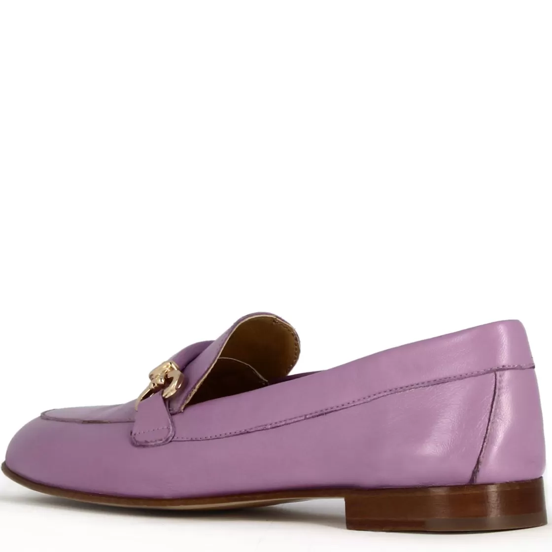 Outlet Leonardo Shoes Mocassino Da Donna Con Morsetto E Fibbia In Pelle Colore Viola