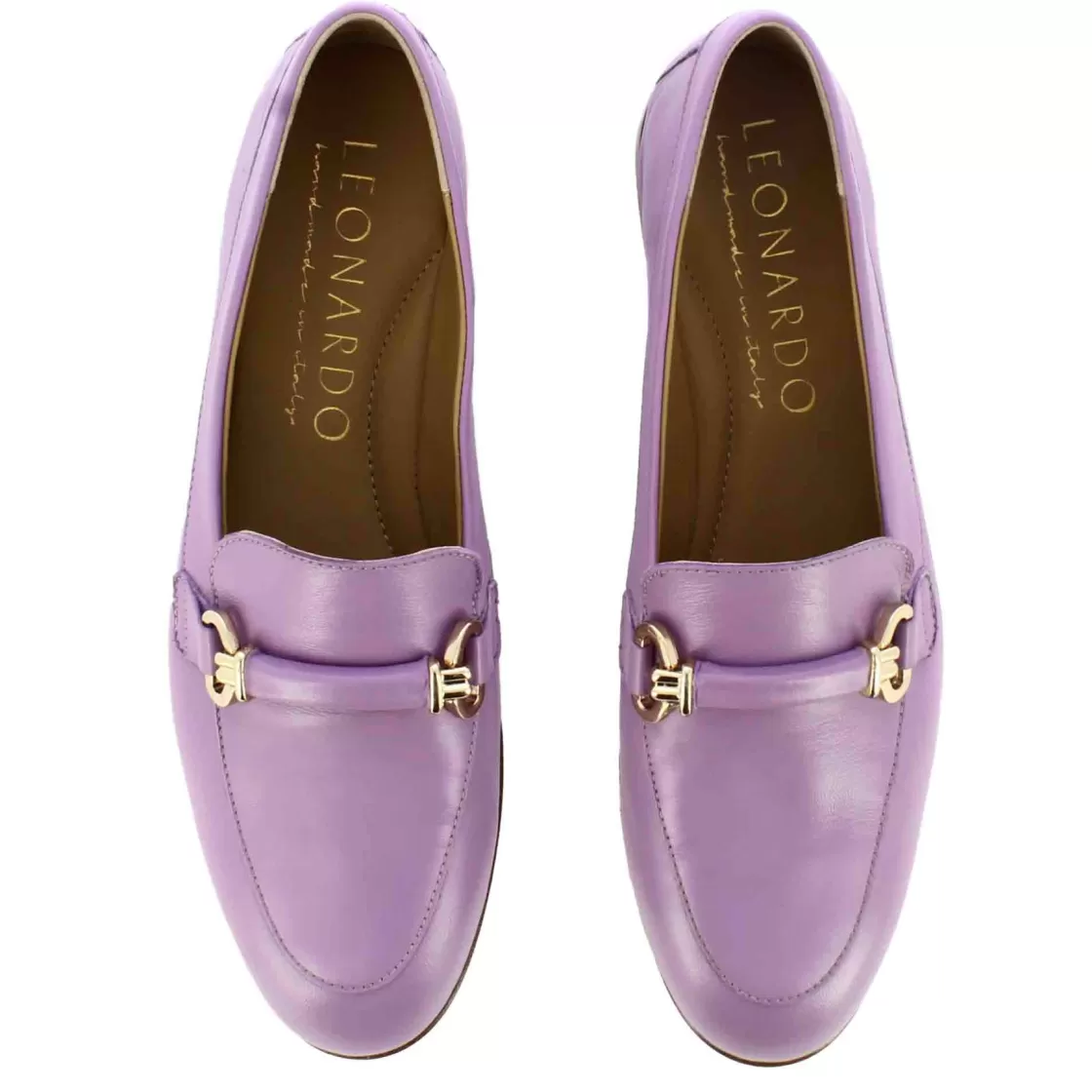 Outlet Leonardo Shoes Mocassino Da Donna Con Morsetto E Fibbia In Pelle Colore Viola