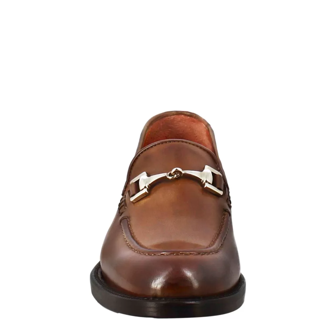 Store Leonardo Shoes Mocassino Da Donna In Pelle Colore Con Fibbia Marrone
