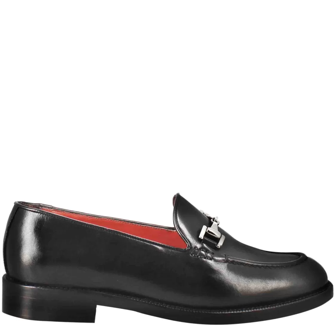 Fashion Leonardo Shoes Mocassino Da Donna In Pelle Colore Con Fibbia Nero