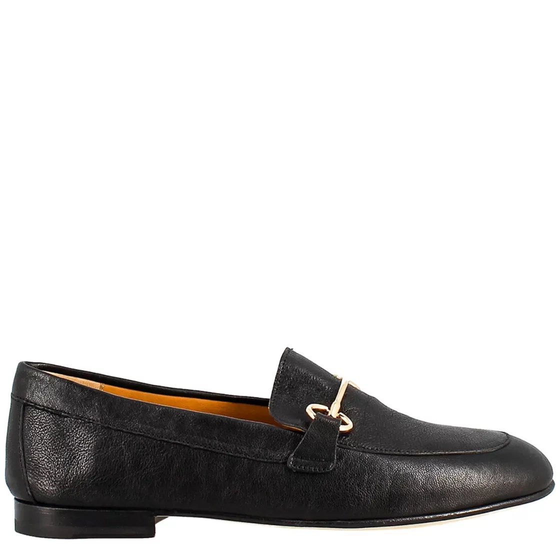 Best Sale Leonardo Shoes Mocassino Da Donna In Pelle Colore Con Morsetto Oro Nero