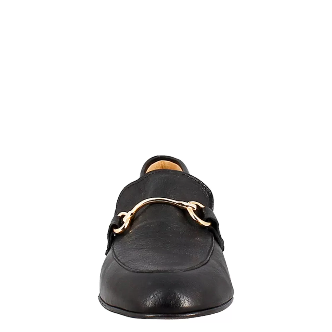 Best Sale Leonardo Shoes Mocassino Da Donna In Pelle Colore Con Morsetto Oro Nero