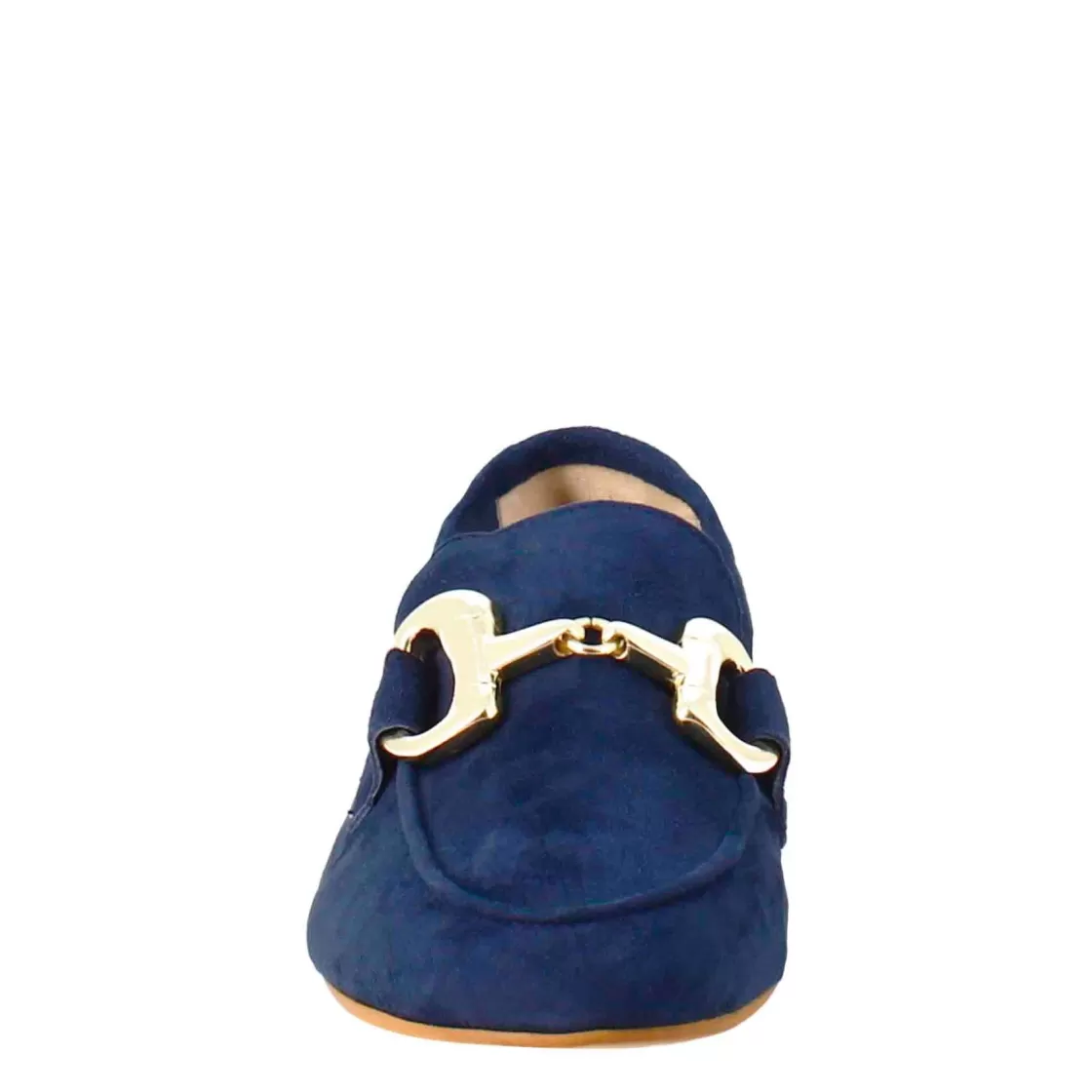 Discount Leonardo Shoes Mocassino Da Donna In Pelle Scamosciata Con Fibbia Oro Blu