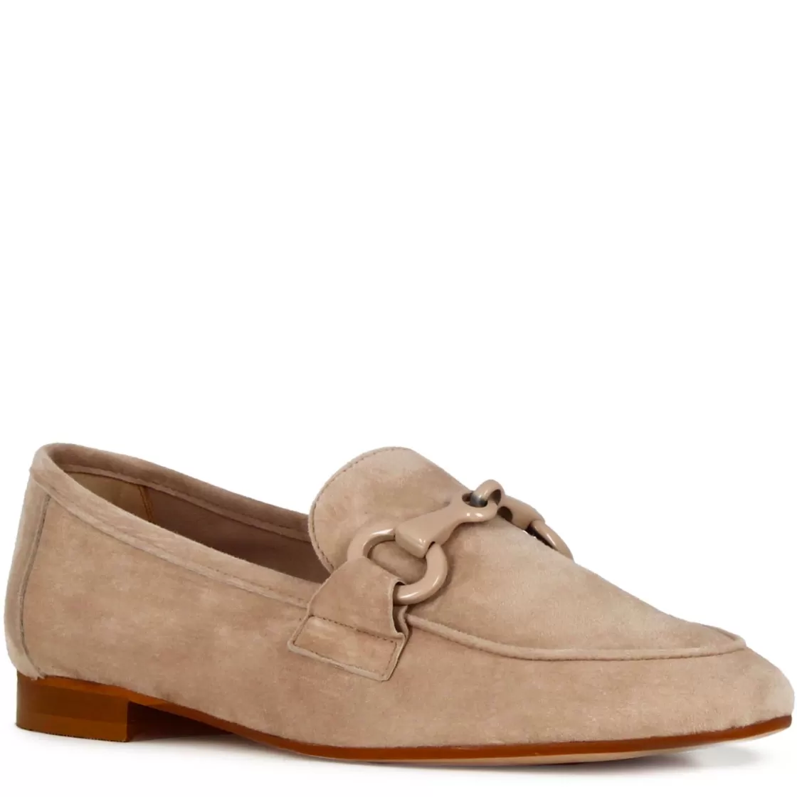 Hot Leonardo Shoes Mocassino Da Donna In Pelle Scamosciata Con Morsetto Colore Beige