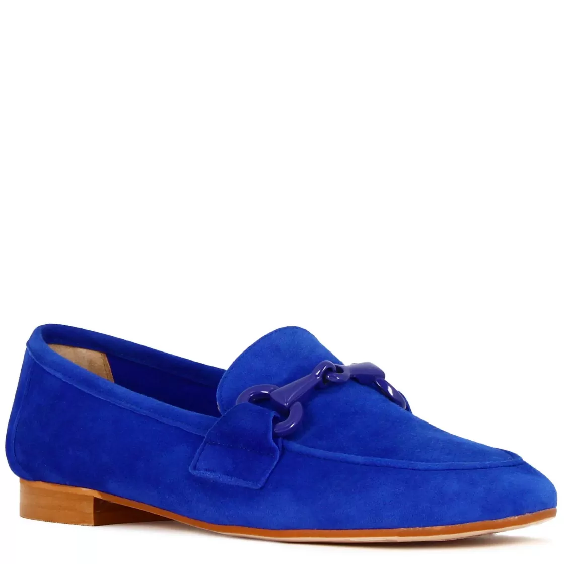Online Leonardo Shoes Mocassino Da Donna In Pelle Scamosciata Con Morsetto Colore Blu