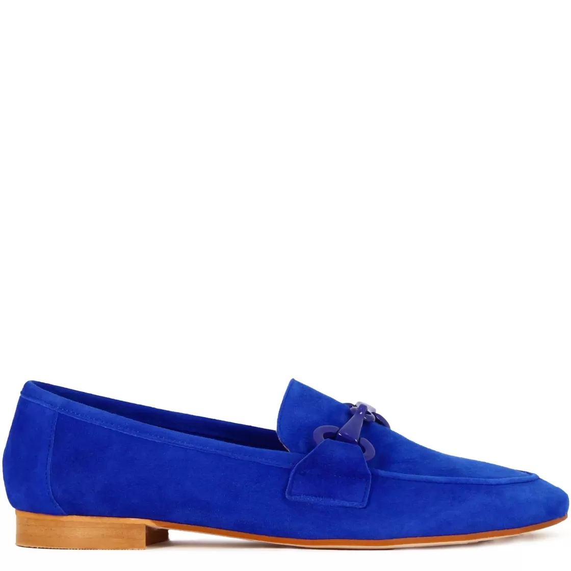 Online Leonardo Shoes Mocassino Da Donna In Pelle Scamosciata Con Morsetto Colore Blu
