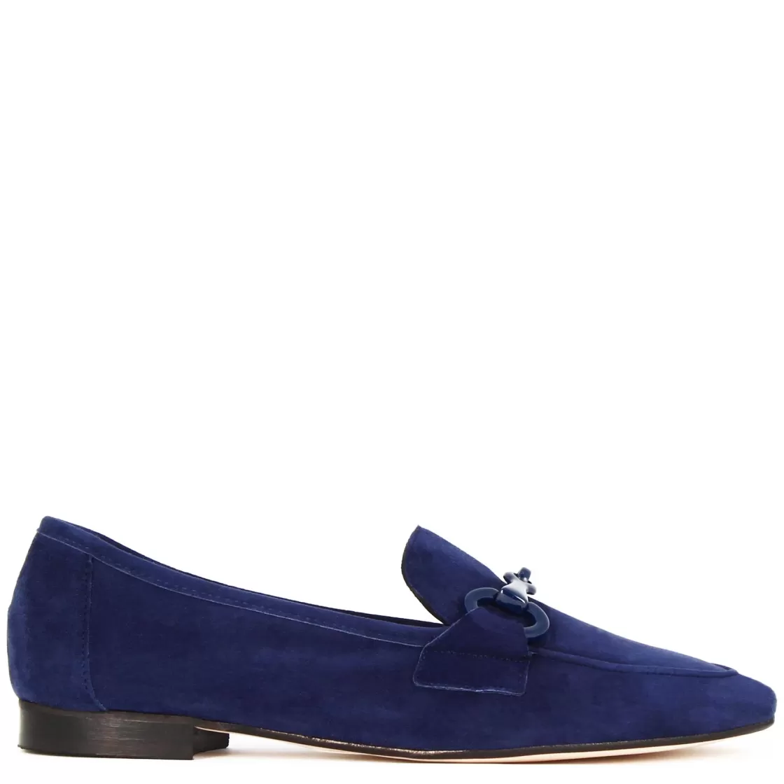 New Leonardo Shoes Mocassino Da Donna In Pelle Scamosciata Con Morsetto Colore Blu