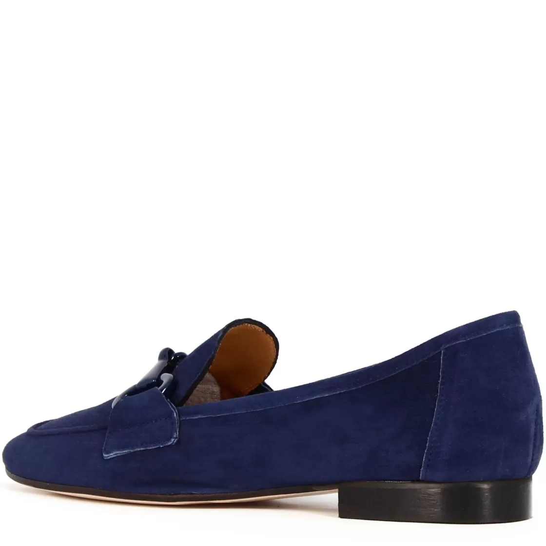 New Leonardo Shoes Mocassino Da Donna In Pelle Scamosciata Con Morsetto Colore Blu