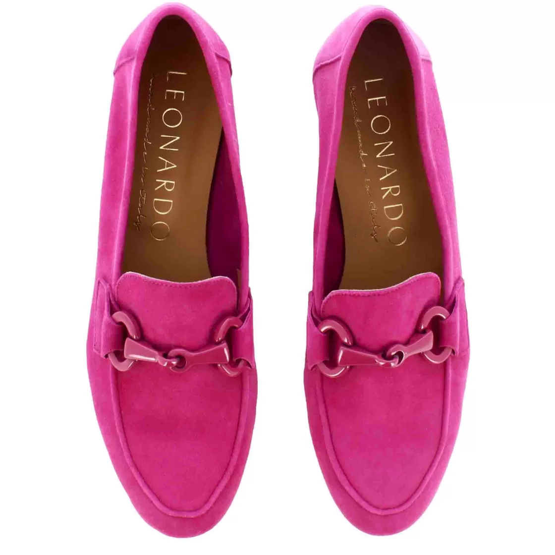 Best Sale Leonardo Shoes Mocassino Da Donna In Pelle Scamosciata Con Morsetto Colore Fucsia Rosa